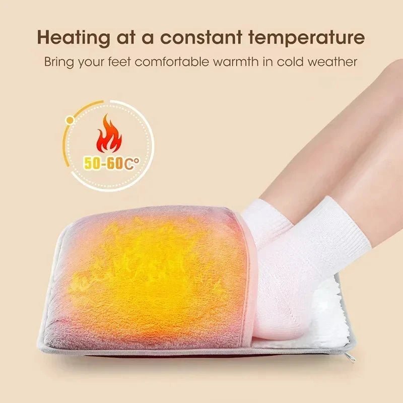 Portable USB Electric Foot Heating Pad Washable Soft Plush Foot Heater Winter Foot Warming Mat for Bed,Under Desk,Home light - Zomeria