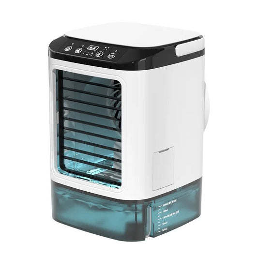 Zomeria - GlacierBreeze™ Mini Airco met Dubbele Spray – Draagbare Aircooler voor Bureau, 3 Snelheden, Nachtlampje & Stille Verneveling - Zomeria