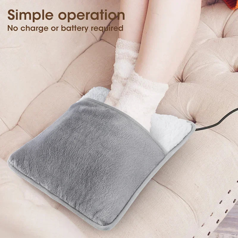 Portable USB Electric Foot Heating Pad Washable Soft Plush Foot Heater Winter Foot Warming Mat for Bed,Under Desk,Home light - Zomeria