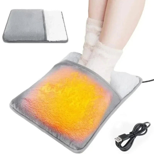 Portable USB Electric Foot Heating Pad Washable Soft Plush Foot Heater Winter Foot Warming Mat for Bed,Under Desk,Home light - Zomeria
